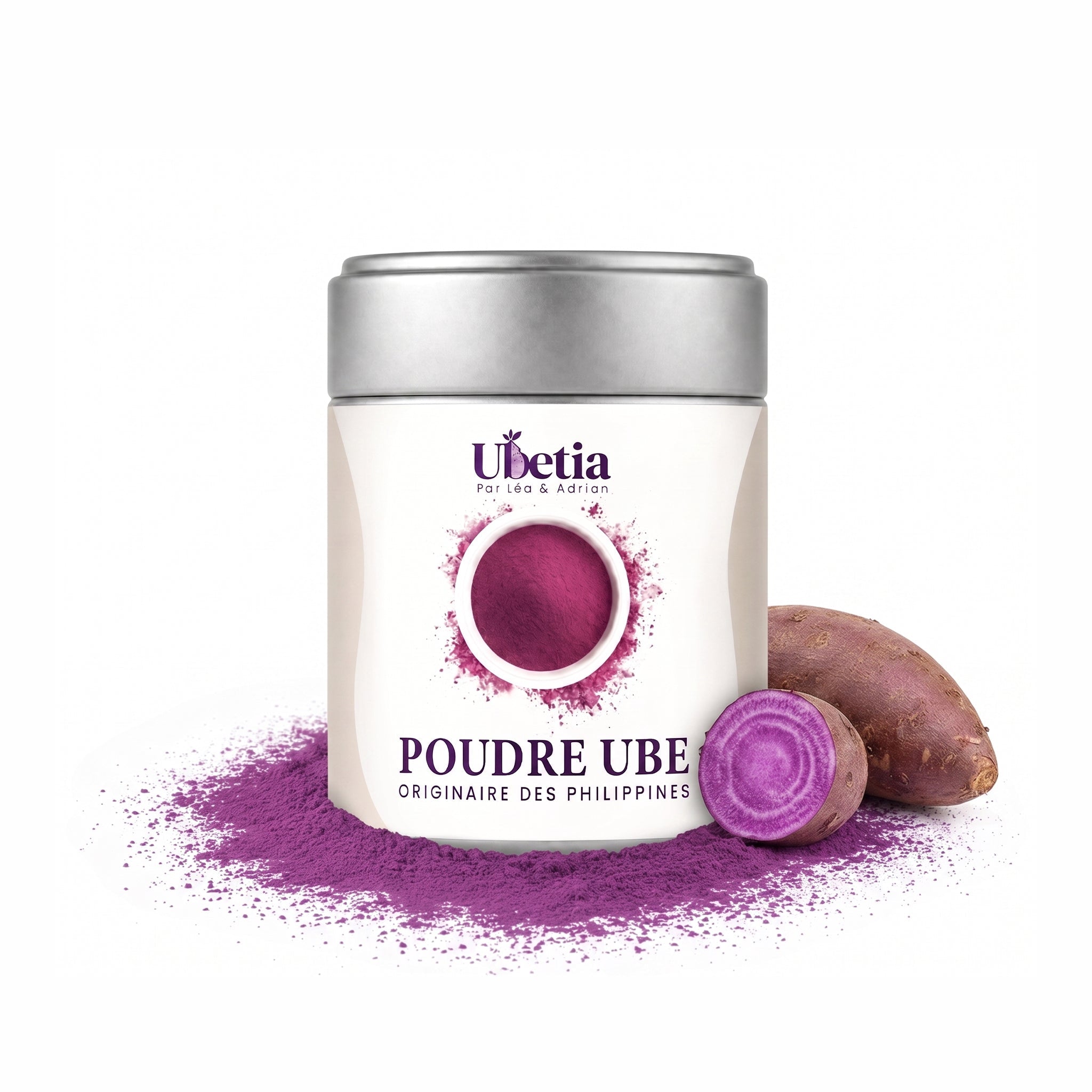 Ubetia® : Poudre d’Ube Nature Premium des Philippines - Canette 100g - Ubetia