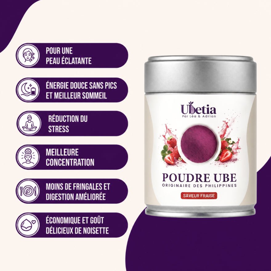 Ubetia® : Poudre d’Ube Saveur Fraise Premium des Philippines - Canette 100g - Ubetia