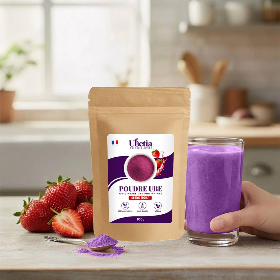 Ubetia® : Poudre d’Ube Saveur Fraise Premium des Philippines - Sachet 100g - Ubetia