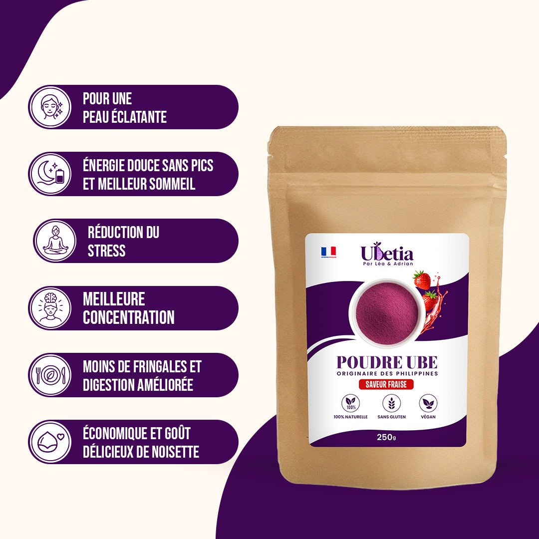 Ubetia® : Poudre d’Ube Saveur Fraise Premium des Philippines - Sachet 250g - Ubetia