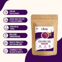 Ubetia® : Poudre d’Ube Saveur Framboise Premium des Philippines - Sachet 100g - Ubetia
