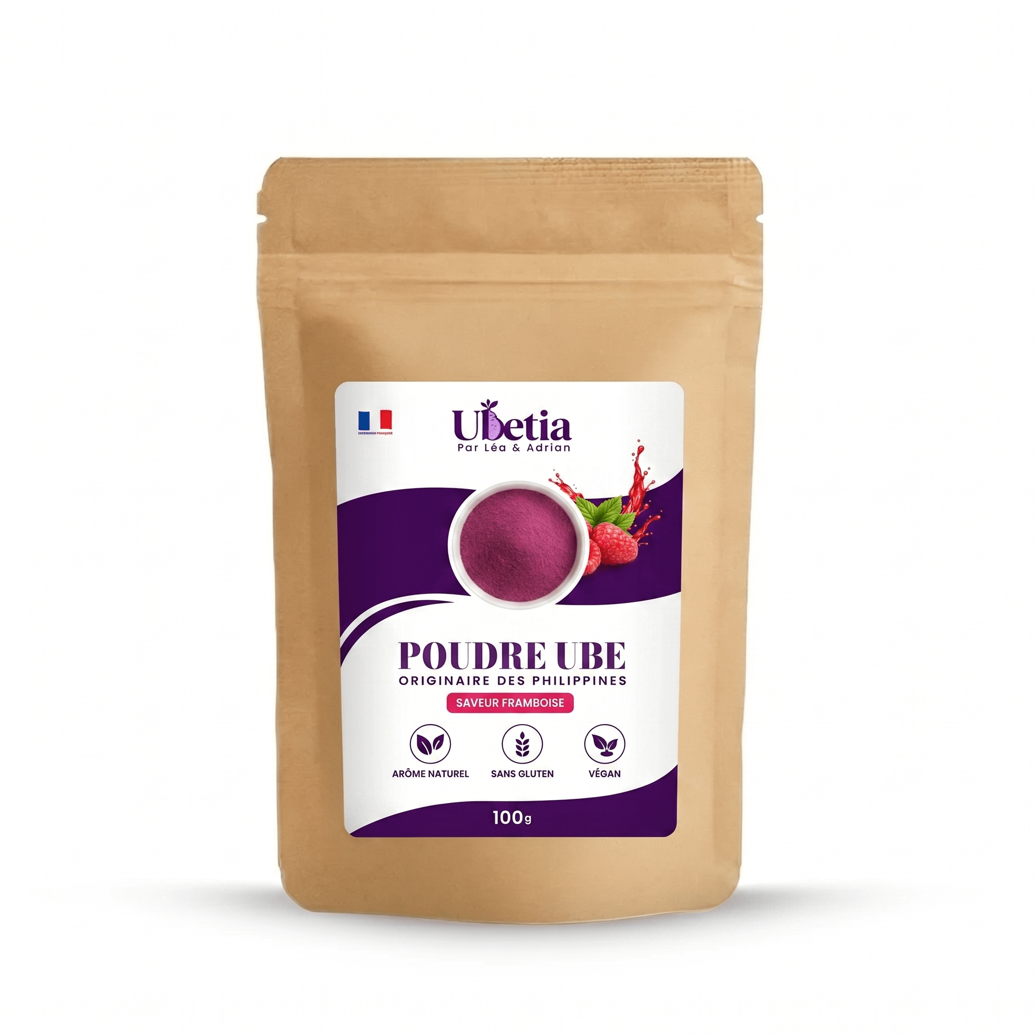 Ubetia® : Poudre d’Ube Saveur Framboise Premium des Philippines - Sachet 100g - Ubetia