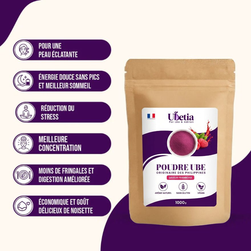 Ubetia® : Poudre d’Ube Saveur Framboise Premium des Philippines - Sachet 1kg - Ubetia