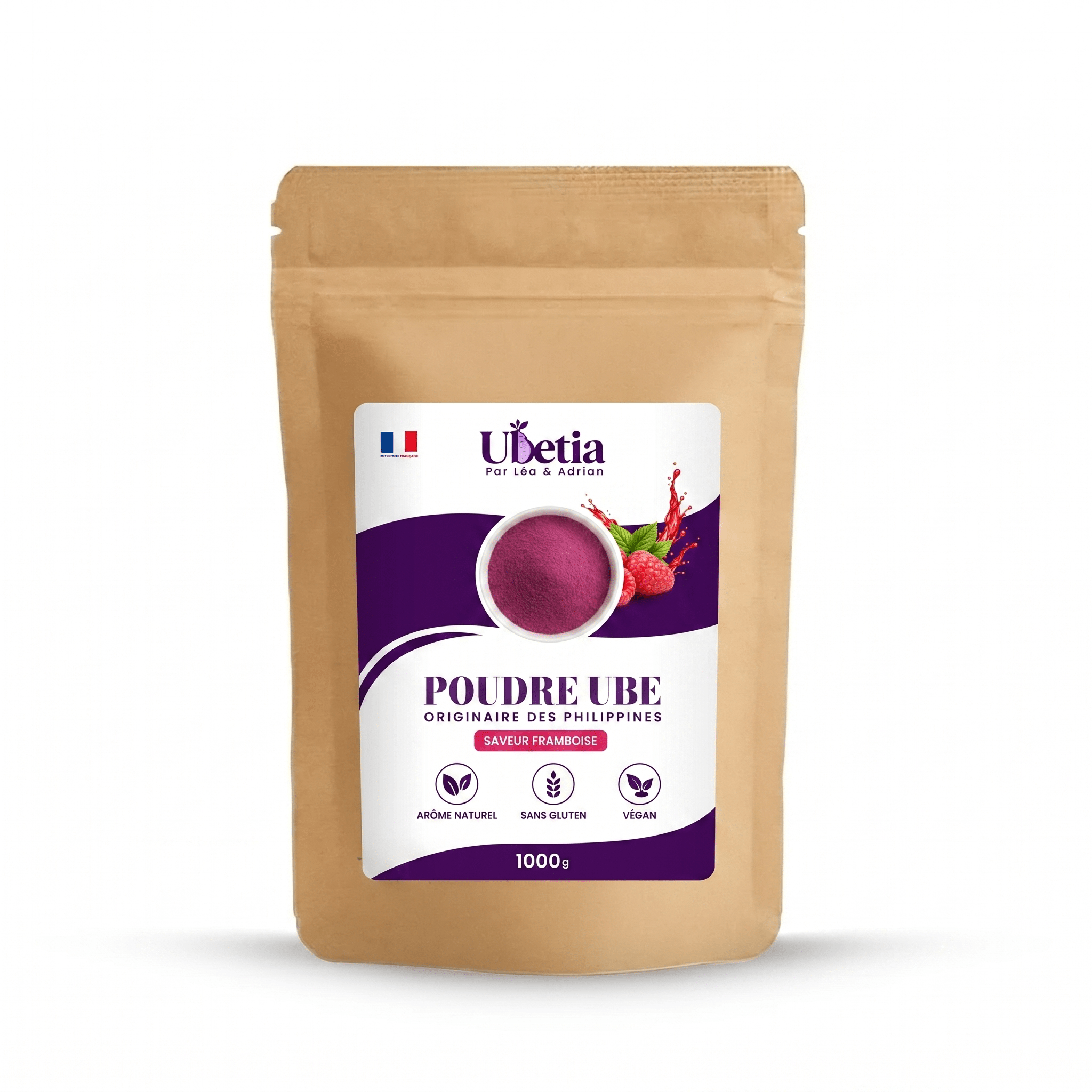 Ubetia® : Poudre d’Ube Saveur Framboise Premium des Philippines - Sachet 1kg - Ubetia