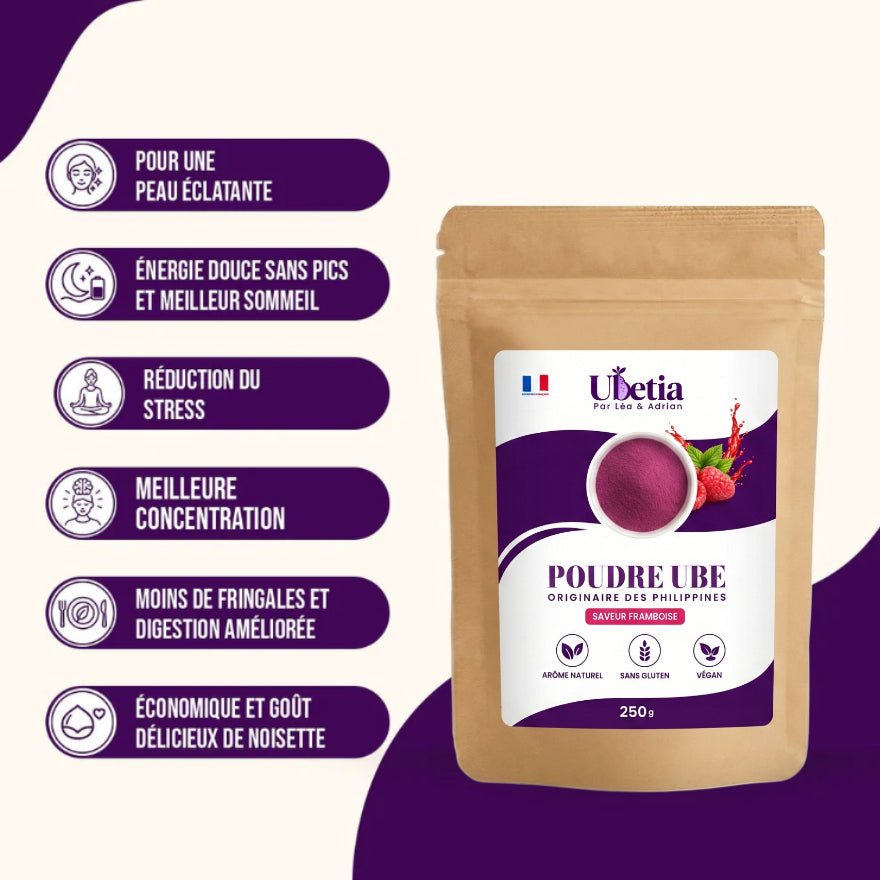 Ubetia® : Poudre d’Ube Saveur Framboise Premium des Philippines - Sachet 250g - Ubetia