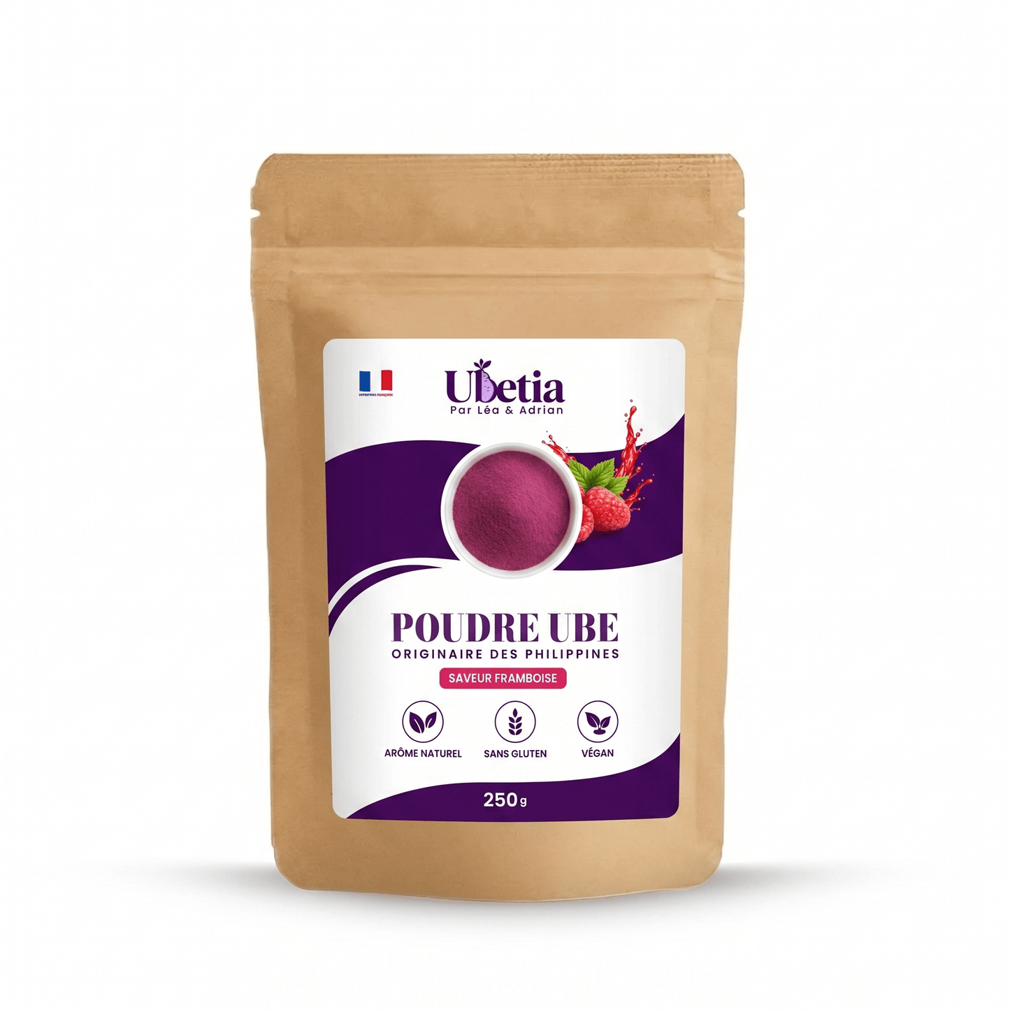 Ubetia® : Poudre d’Ube Saveur Framboise Premium des Philippines - Sachet 250g - Ubetia