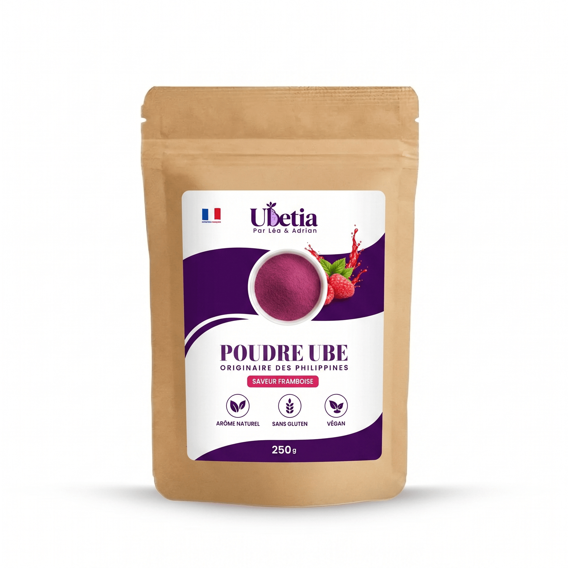 Ubetia® : Poudre d’Ube Saveur Framboise Premium des Philippines - Sachet 250g - Ubetia