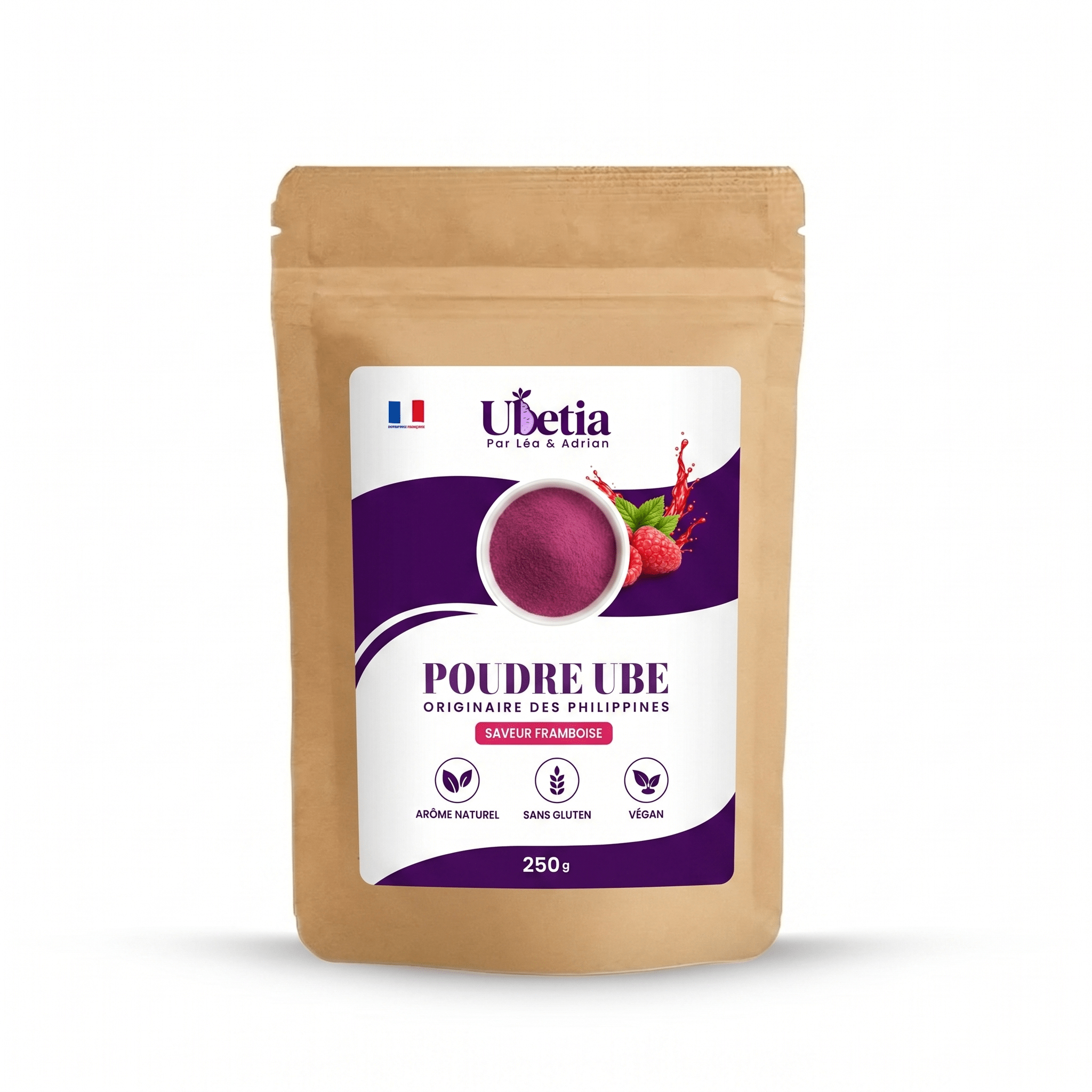 Ubetia® : Poudre d’Ube Saveur Framboise Premium des Philippines - Sachet 250g - Ubetia