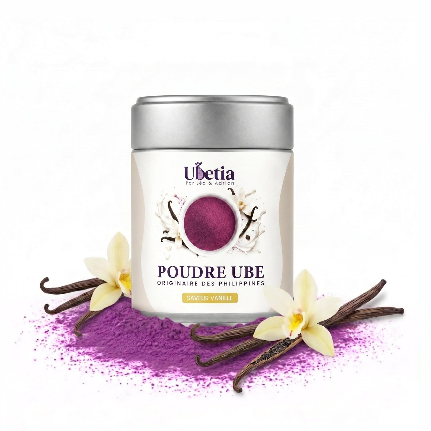Ubetia® : Poudre d’Ube Saveur Vanille Premium des Philippines - Canette 100g - Ubetia