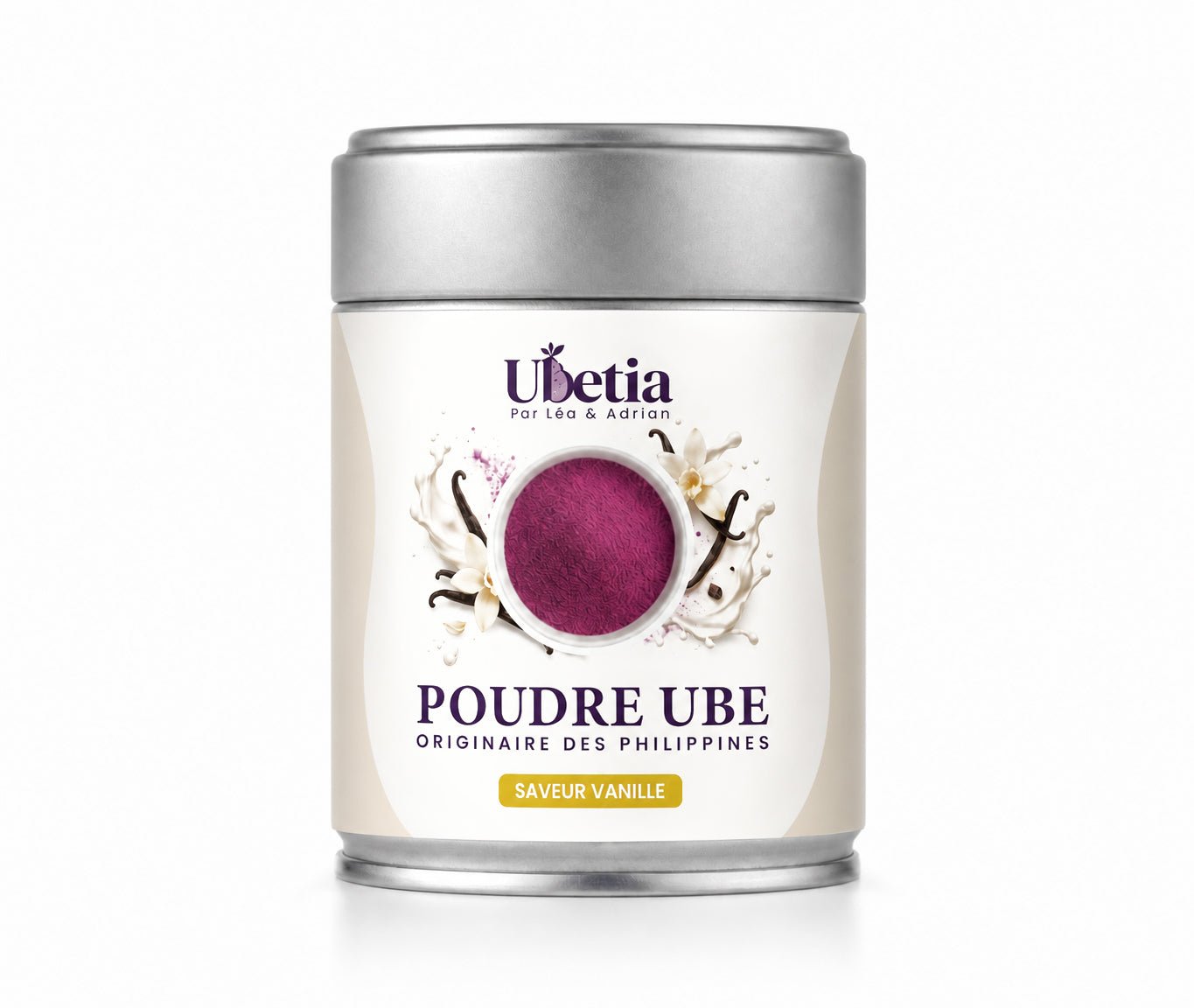 Ubetia® : Poudre d’Ube Saveur Vanille Premium des Philippines - Canette 100g - Ubetia