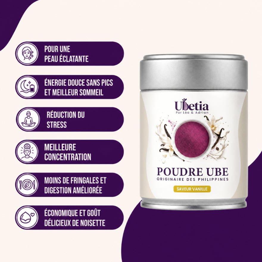 Ubetia® : Poudre d’Ube Saveur Vanille Premium des Philippines - Canette 100g - Ubetia