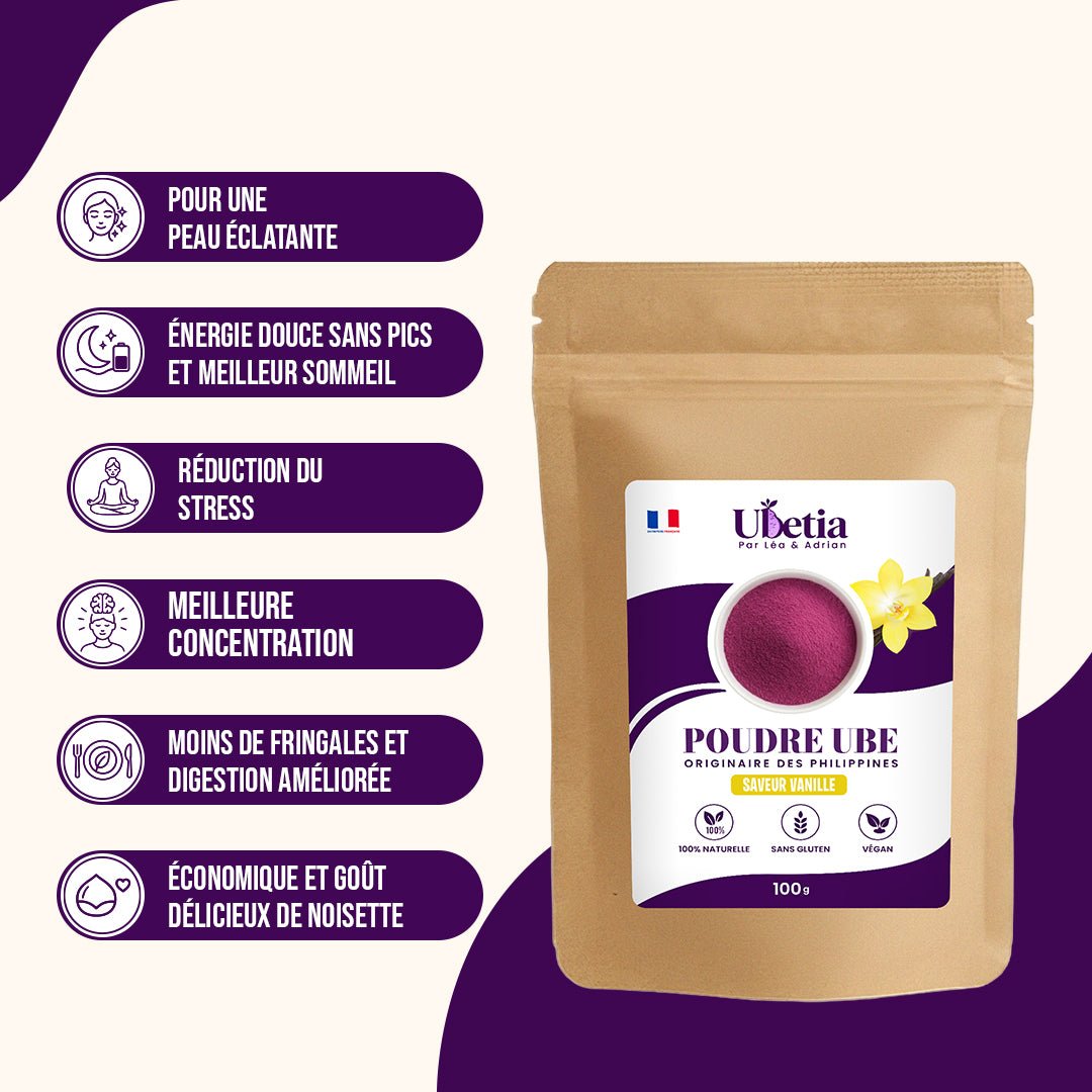 Ubetia® : Poudre d’Ube Saveur Vanille Premium des Philippines - Sachet 100g - Ubetia