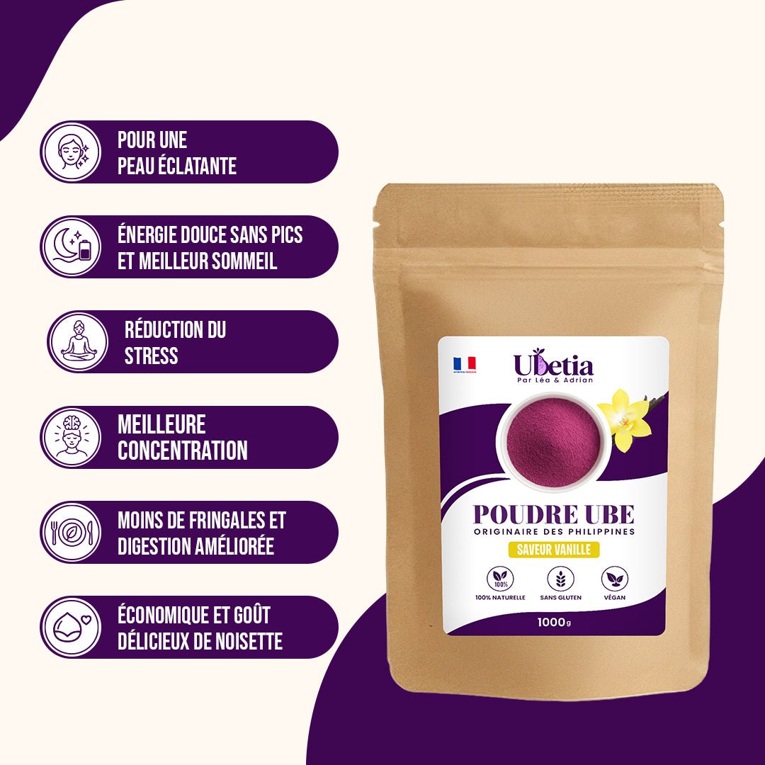 Ubetia® : Poudre d’Ube Saveur Vanille Premium des Philippines - Sachet 1kg - Ubetia