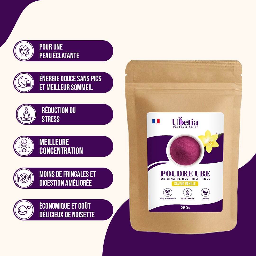 Ubetia® : Poudre d’Ube Saveur Vanille Premium des Philippines - Sachet 250g - Ubetia